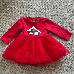 Monica and Andy red tulle Christmas embroidered dress 12-18m